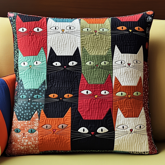 Colorful Cat Gaze Quilted Pillow Case GFTOHD218