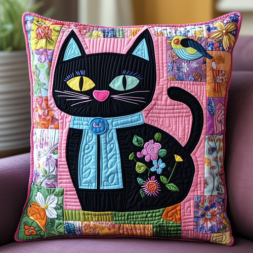 Joyful Kitty Quilted Pillow Case GFTOHD219
