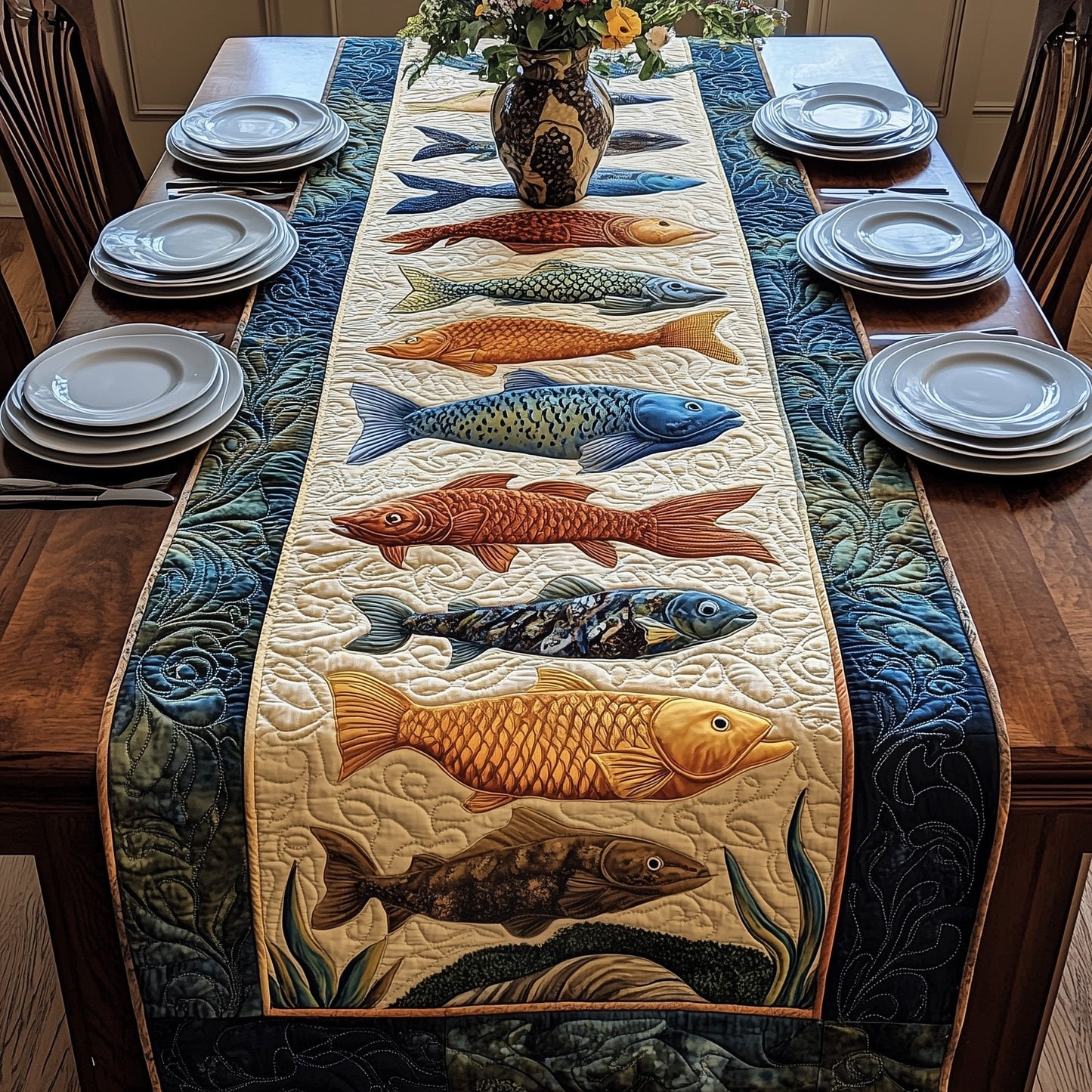 The Wild Catch Quilted Table Runner GFTOHD3189