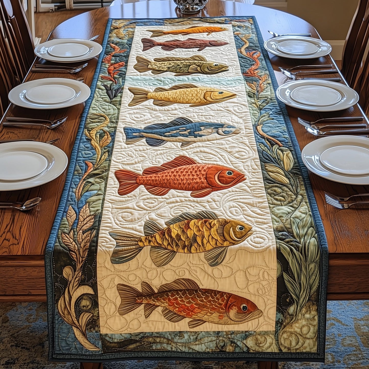 Fish Paradise Quilted Table Runner GFTOHD3222