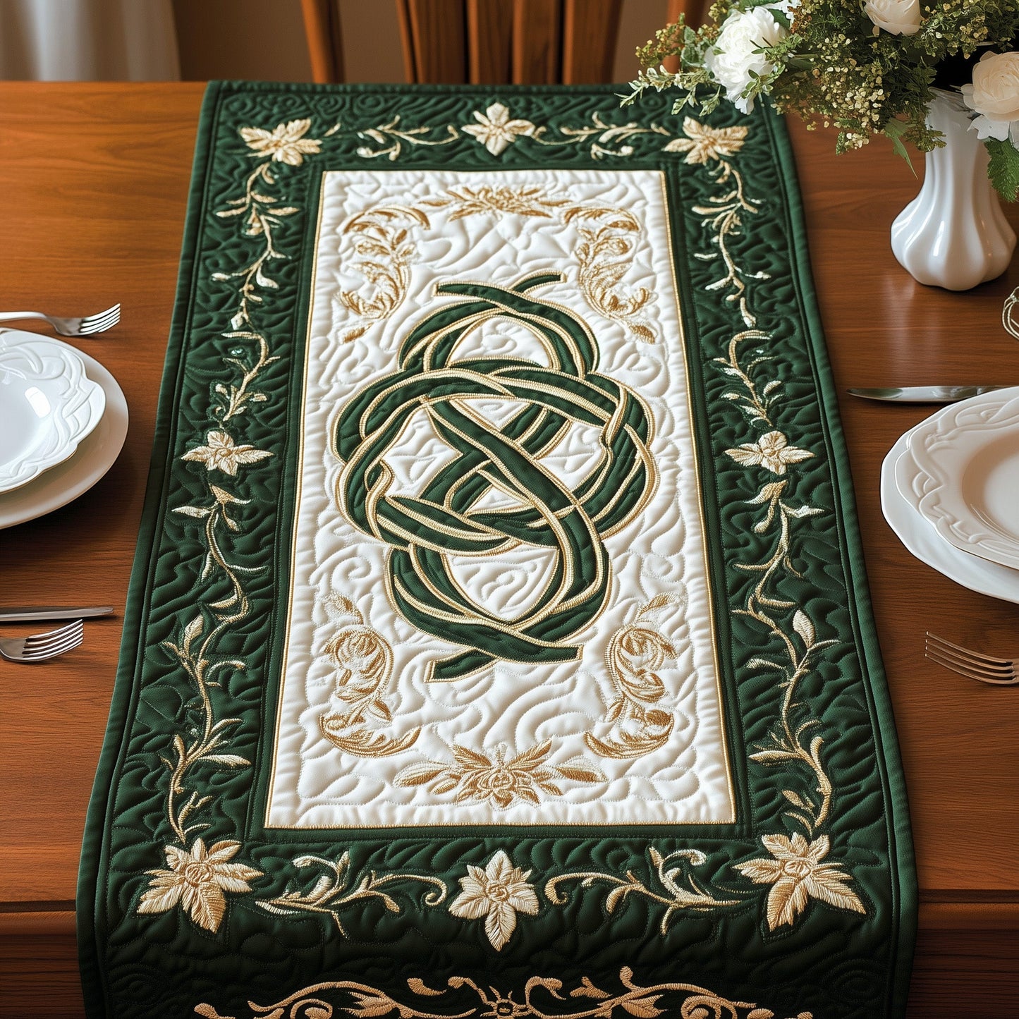 Timeless Celtic Knots Quilted Table Runner GFTOHD3243