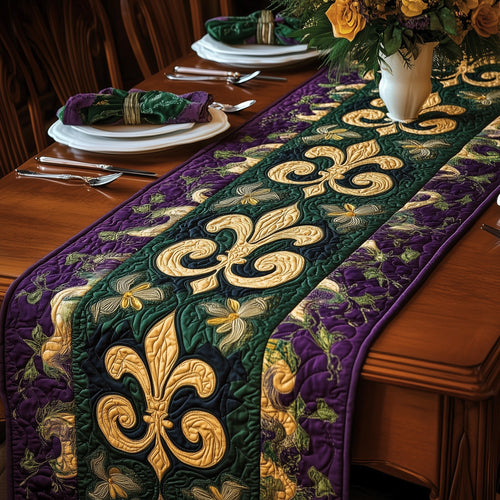 Fleur de lis Carnival Quilted Table Runner GFTOHD3560