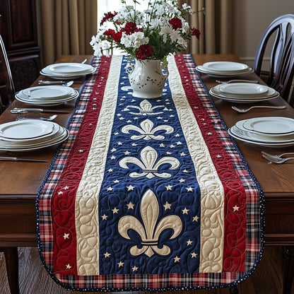 Festive Fleur de lis Quilted Table Runner GFTOHD3661