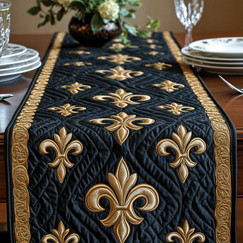 Golden Fleur de lis Quilted Table Runner GFTOHD3666