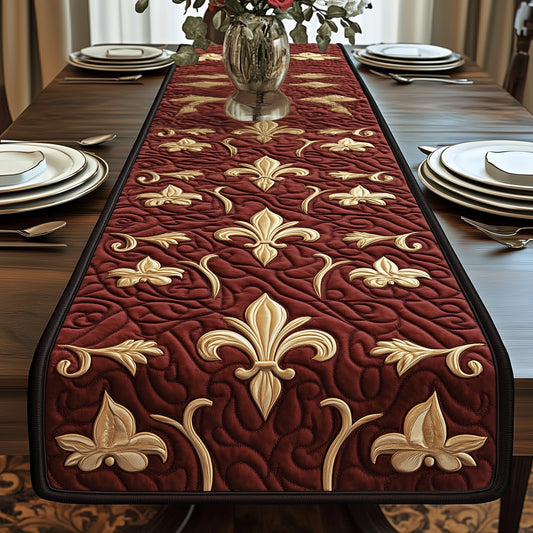 Golden Fleur de lis Quilted Table Runner GFTOHD3668