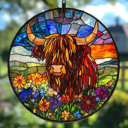 Highland Cow Spirit Stained Glass Suncatcher GFTOHD3894