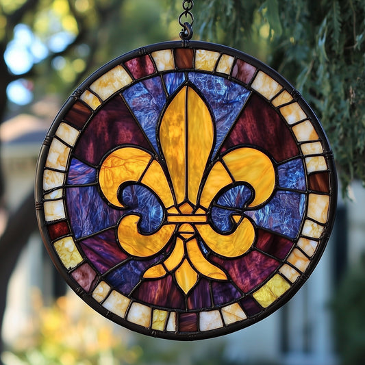 Fleur De Lis Stained Glass Suncatcher GFTOHD3922