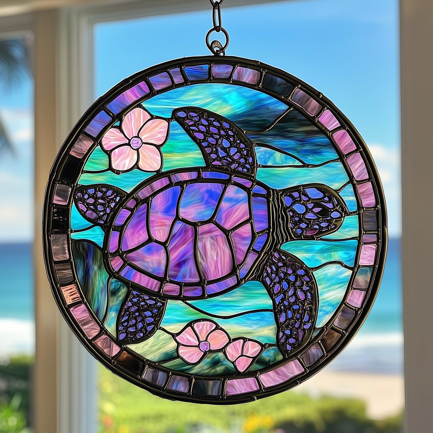 Sea Turtle Stained Glass Suncatcher GFTOHD4273