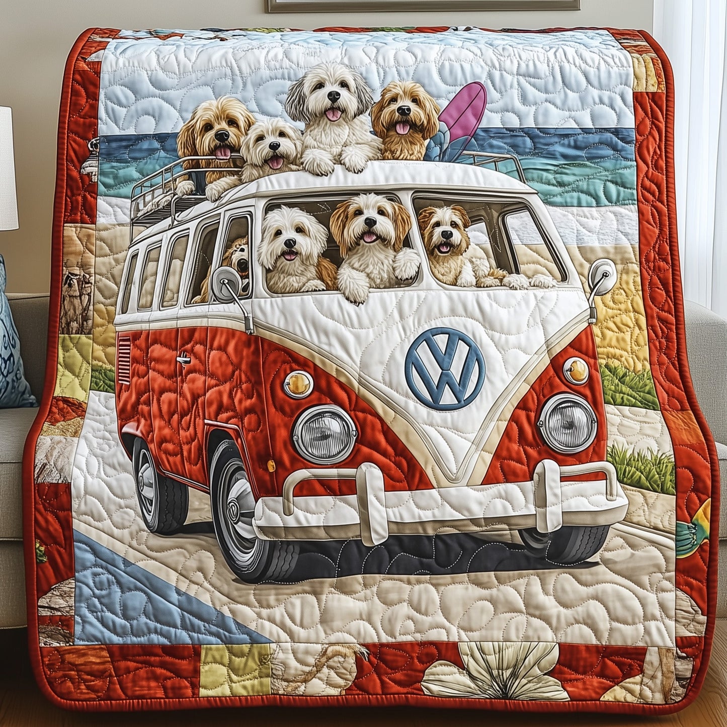 Furry Friends on Wheels Quilted Blanket GFTOHD4312