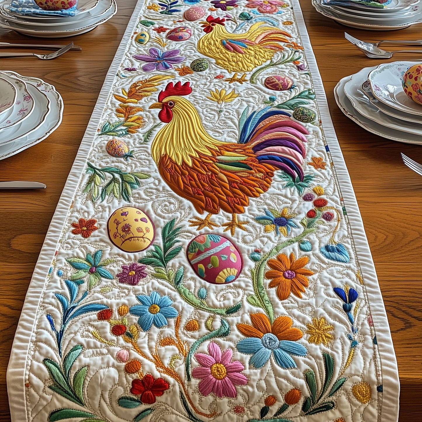Easter Chicken Quilted Table Runner GFTOHD4475
