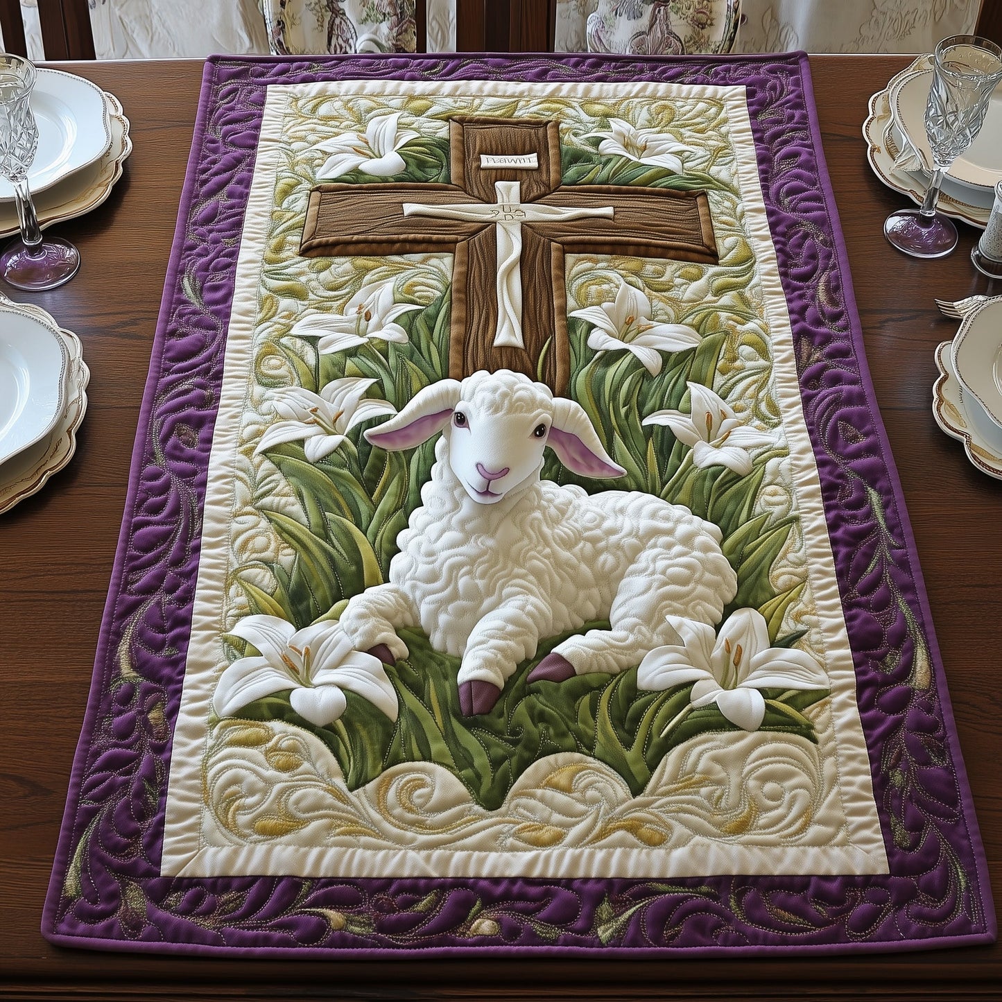 Easter Lamb Quilted Table Runner GFTOHD4567