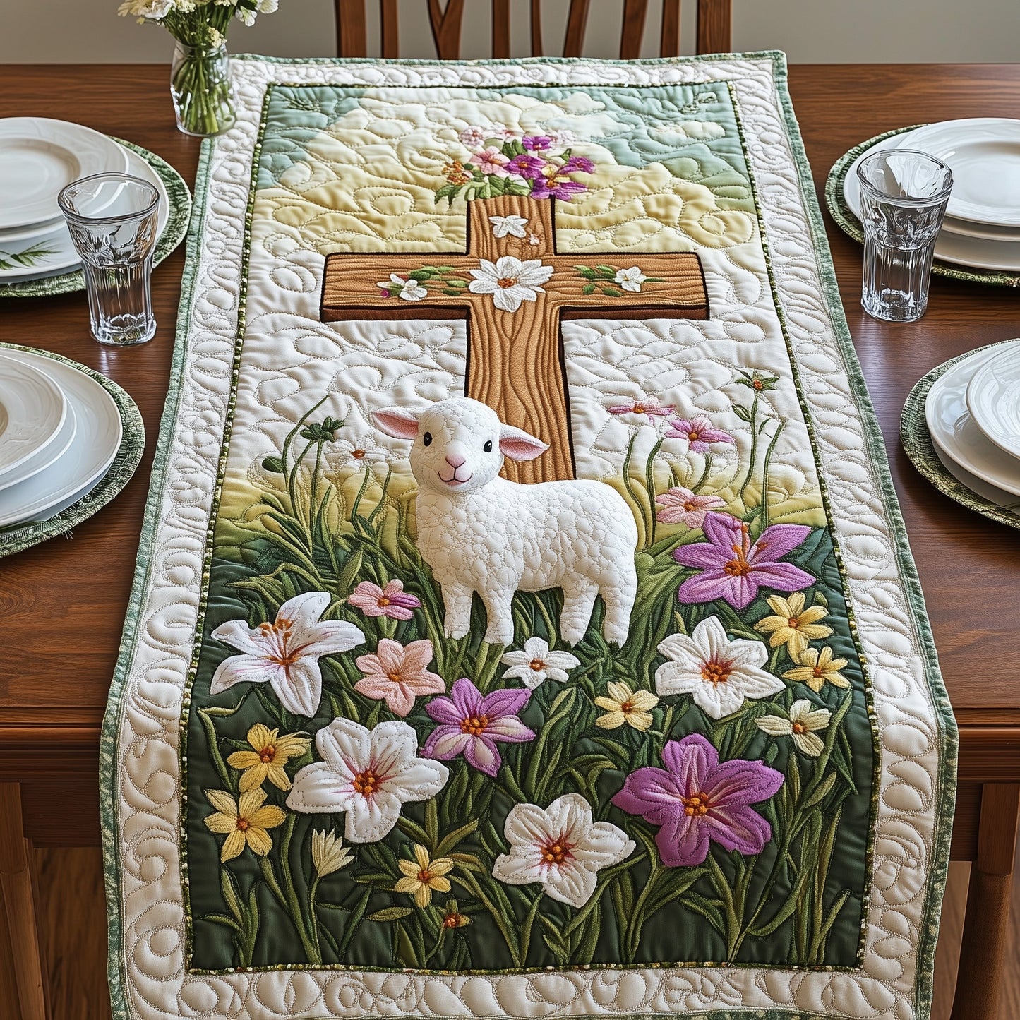 Easter Lamb Quilted Table Runner GFTOHD4572