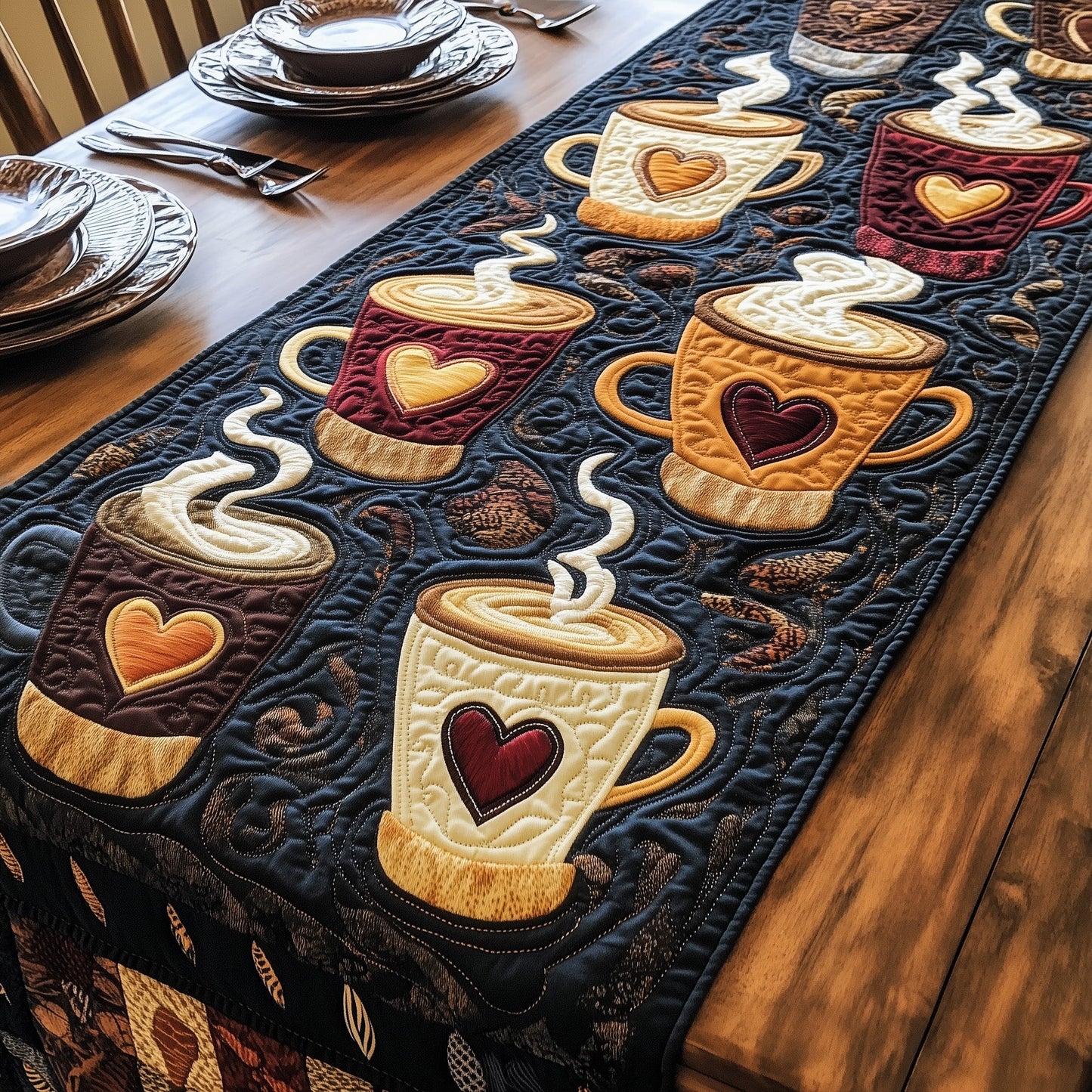 Vintage Cups Quilted Table Runner GFTOHD4790