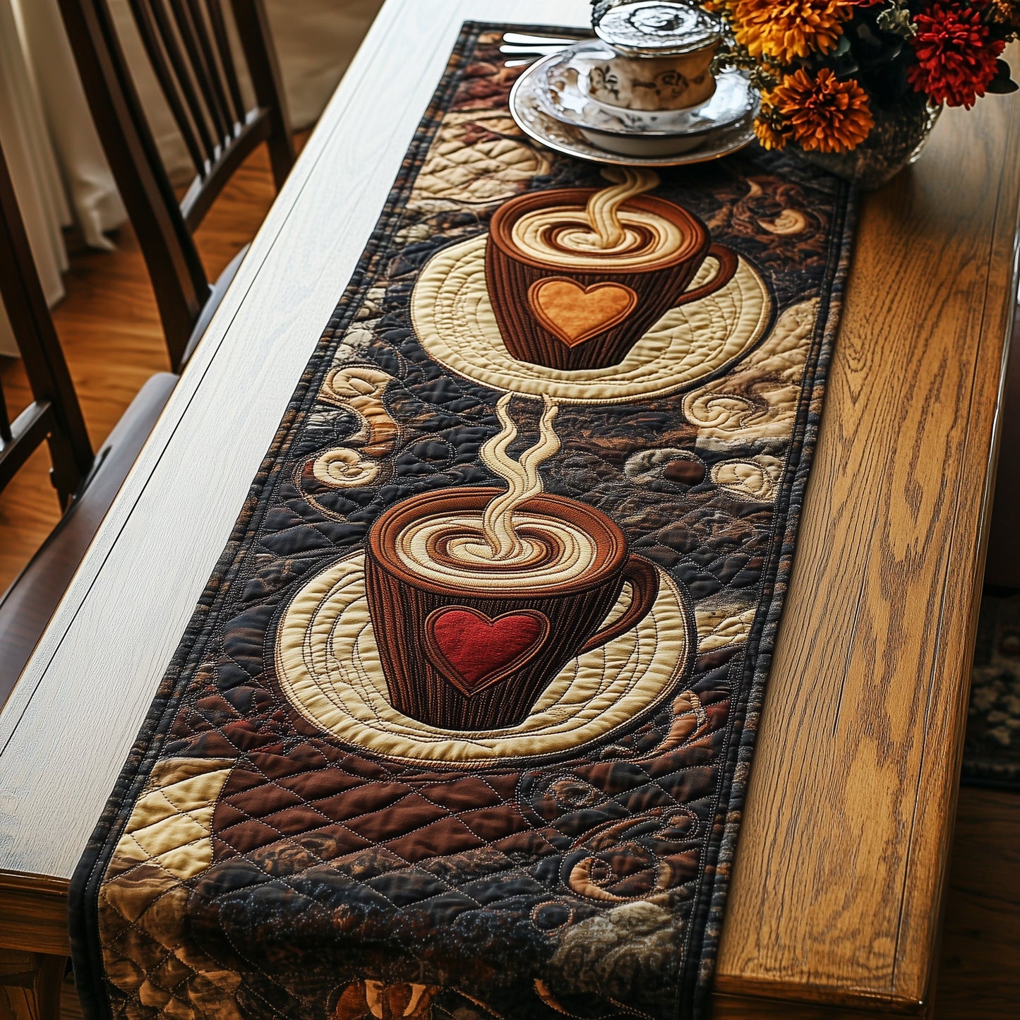 Vintage Cups Quilted Table Runner GFTOHD4792