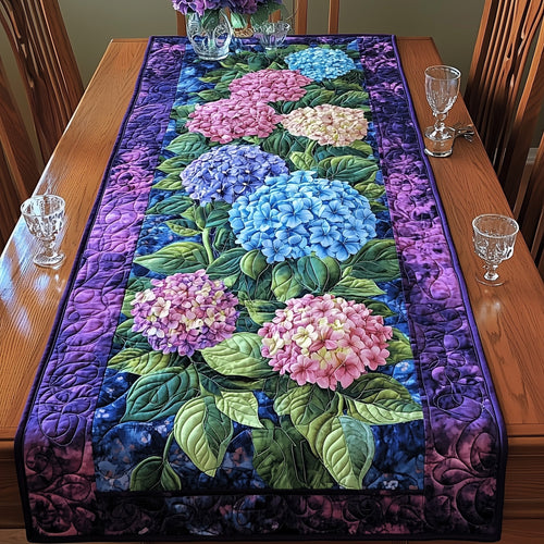 Hydrangea Bloom Elegance Quilted Table Runner GFTOHD5270