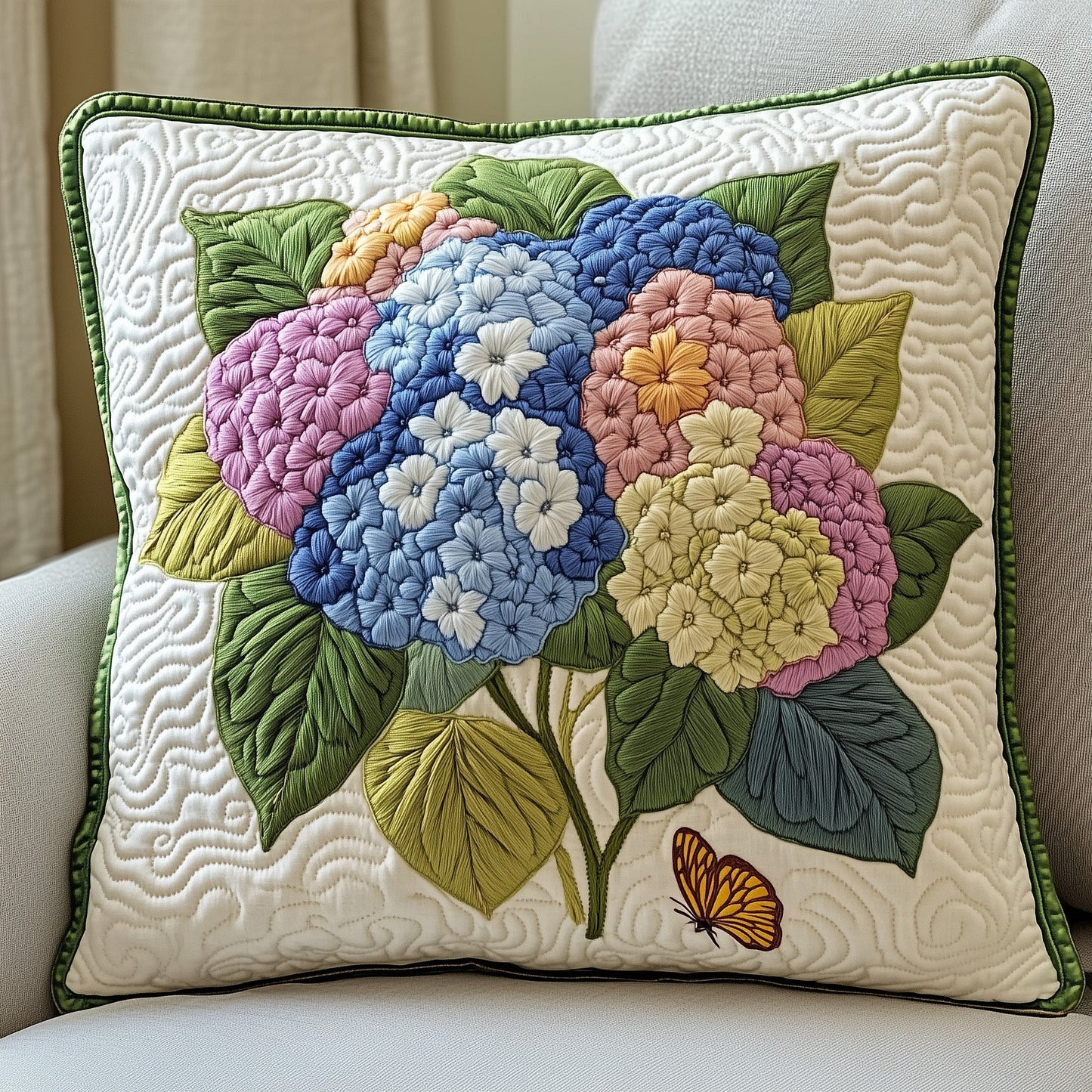 Hydrangea Bloom Elegance Quilted Pillow Case GFTOHD5391