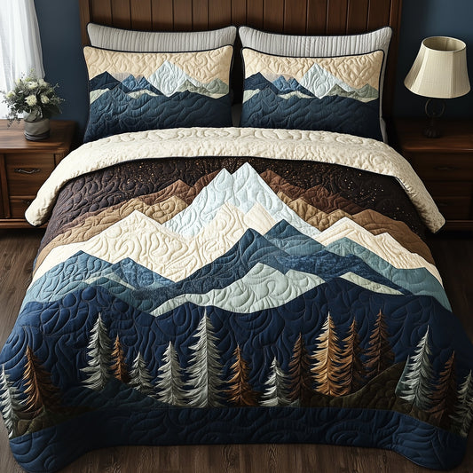 Peaceful Mountain Forest 3-Piece Quilted Bedding Set GFTOHD5691