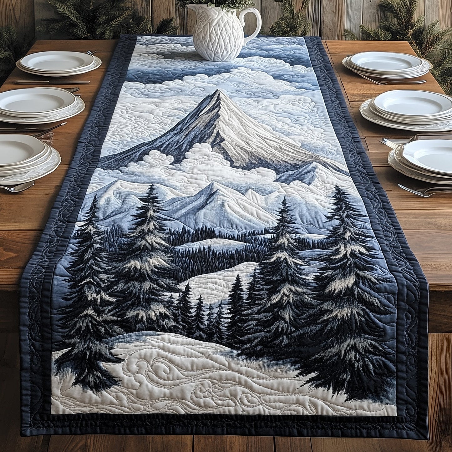 Snow Mountain Quilted Table Runner GFTOHD5731