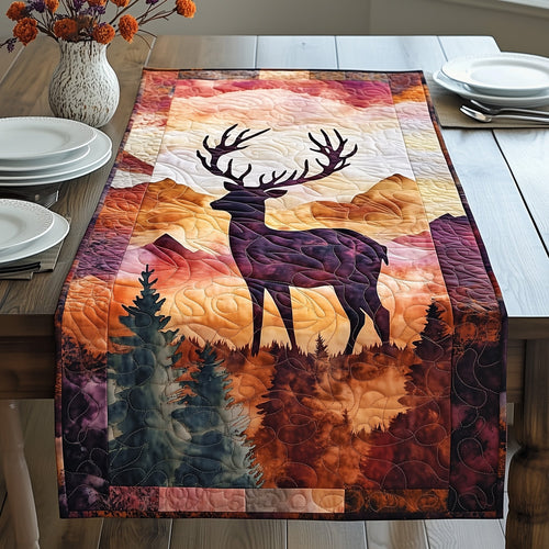 Rustic Mountain Deer Quilted Table Runner GFTOHD5733