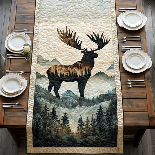 Rustic Mountain Moose Quilted Table Runner GFTOHD5735