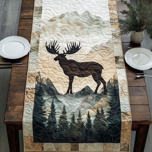 Rustic Mountain Moose Quilted Table Runner GFTOHD5736