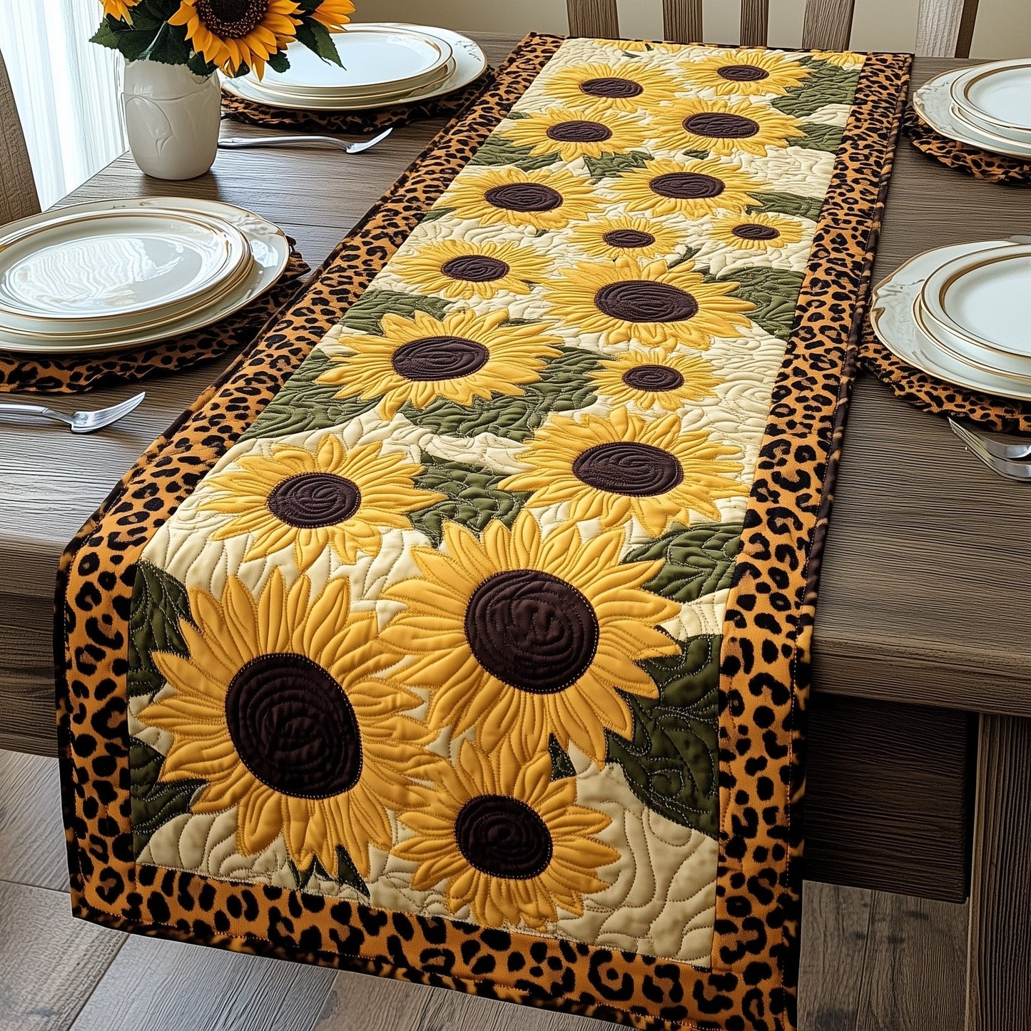 Sunflower Safari Quilted Table Runner GFTOHD5766
