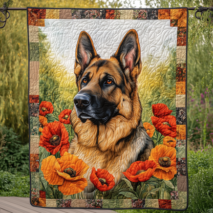 German Shepherd Floral Quilted Blanket GFTOHD604