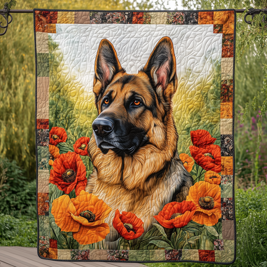 German Shepherd Floral Quilted Blanket GFTOHD604