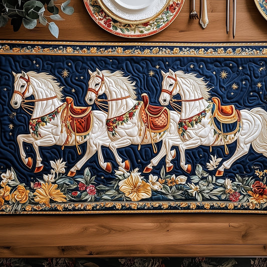 Majestic White Horses Quilted Table Runner GFTOHD6125