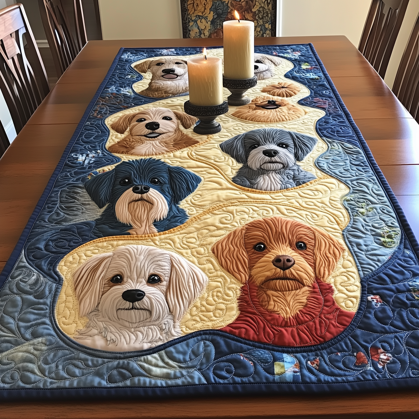 Furry Friends Feast Quilted Table Runner GFTOHD614