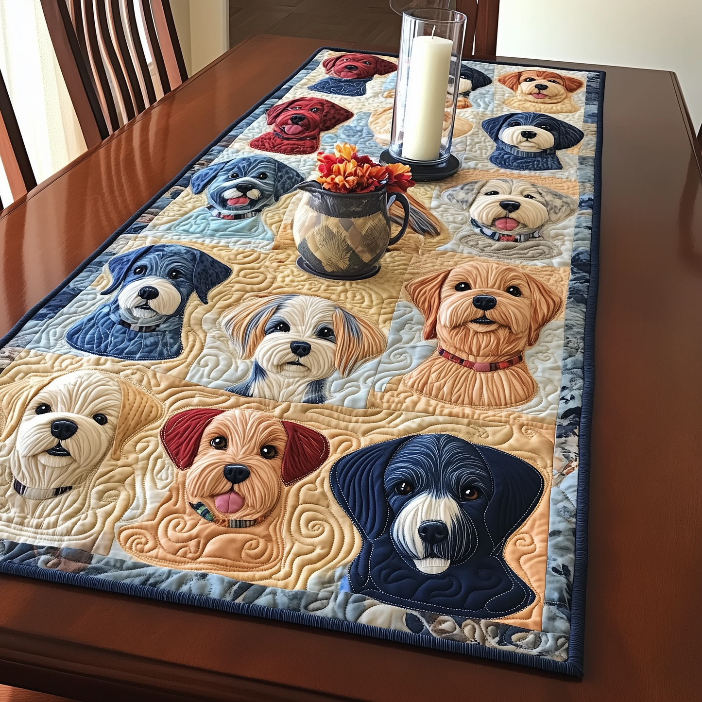 Furry Friends Feast Quilted Table Runner GFTOHD615