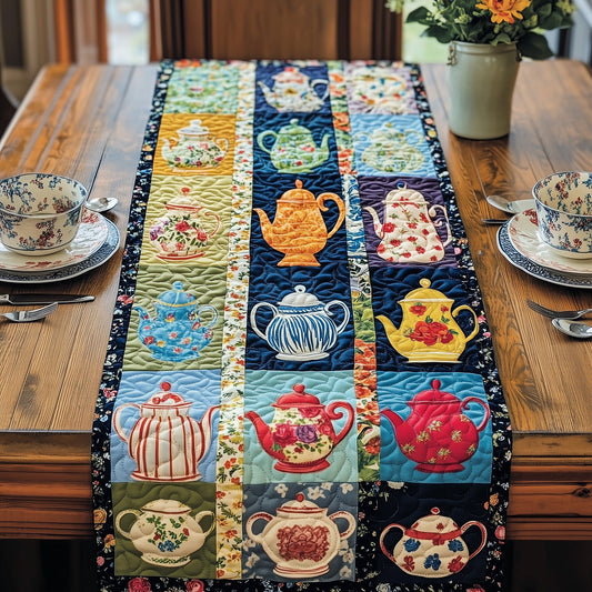 A Symphony of Teapots Quilted Table Runner GFTOHD6200
