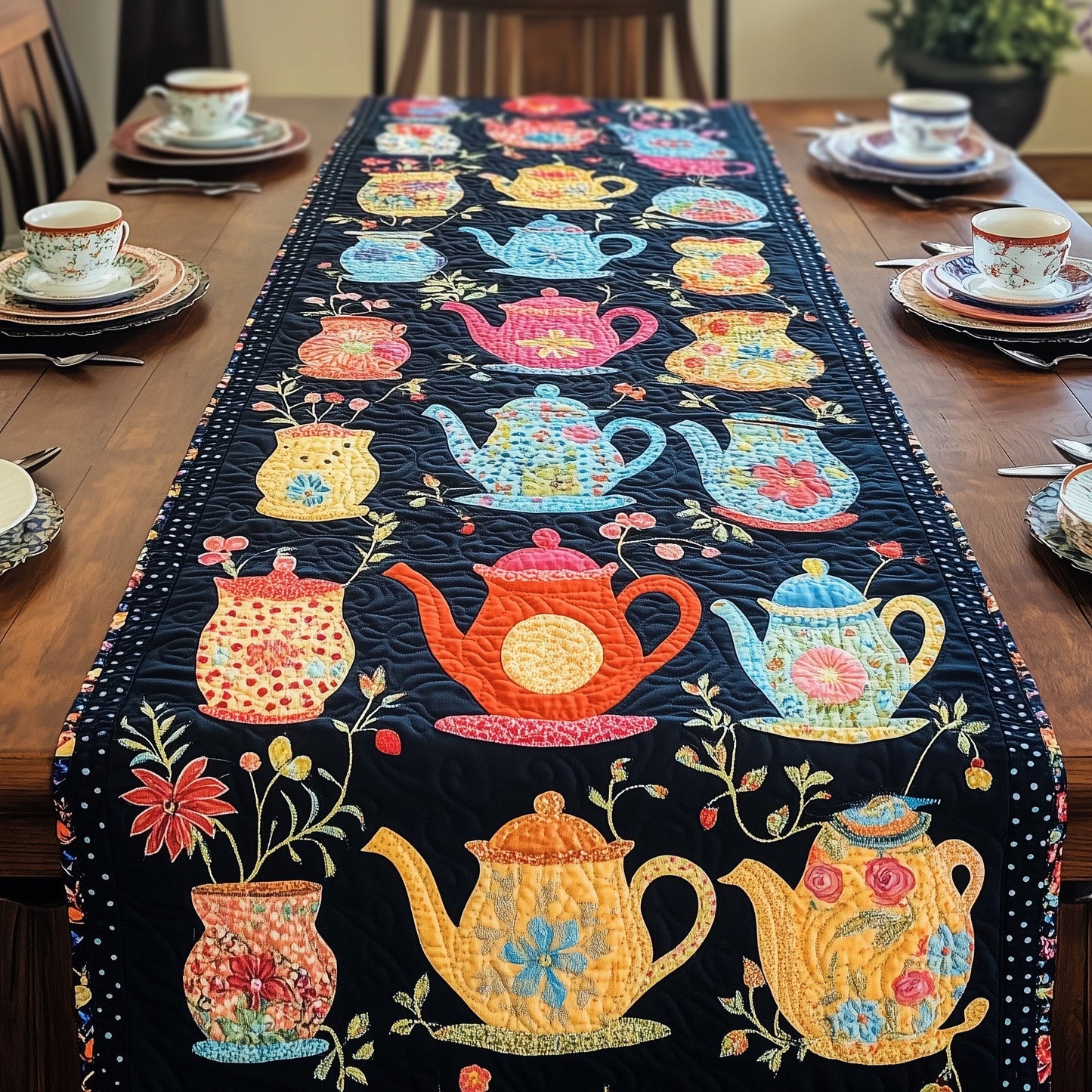 Tea Time Elegance Quilted Table Runner GFTOHD6203