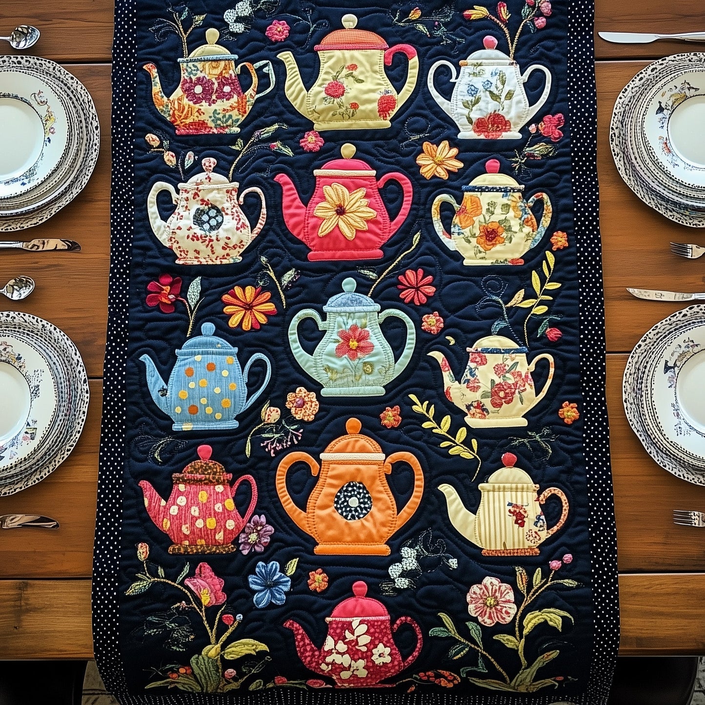 Tea Time Elegance Quilted Table Runner GFTOHD6204