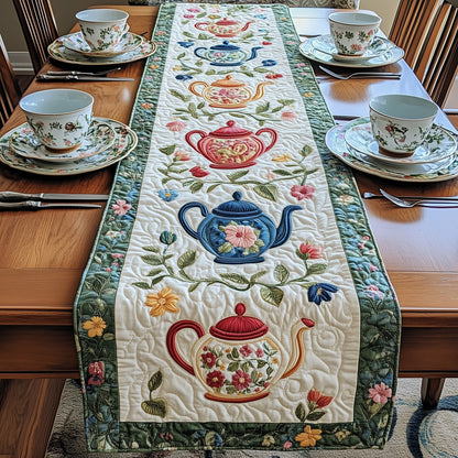 Floral Teapot Feast Quilted Table Runner GFTOHD6208