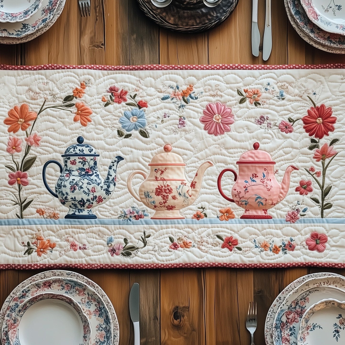 Sweet Blooming Tea Quilted Table Runner GFTOHD6212