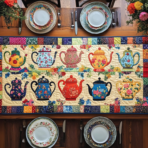 Patchwork Tea Party Quilted Table Runner GFTOHD6214