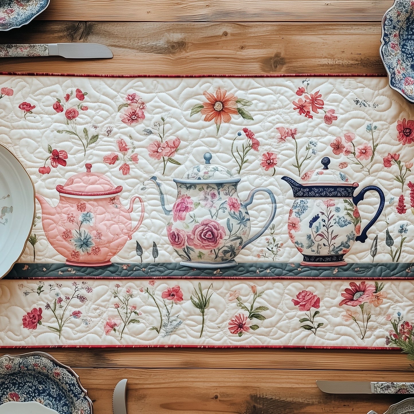 Whispers of Rose Tea Quilted Table Runner GFTOHD6220