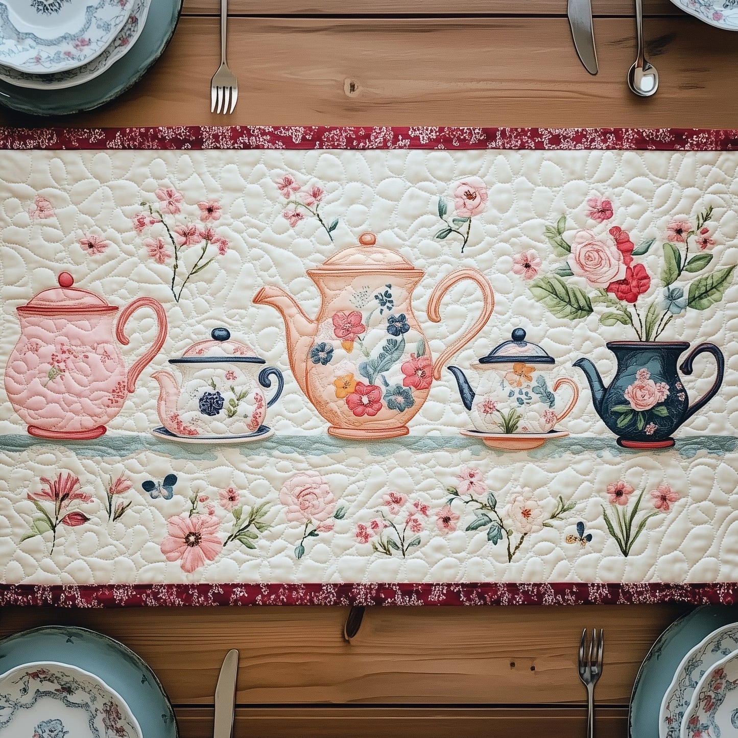 Whispers of Rose Tea Quilted Table Runner GFTOHD6223