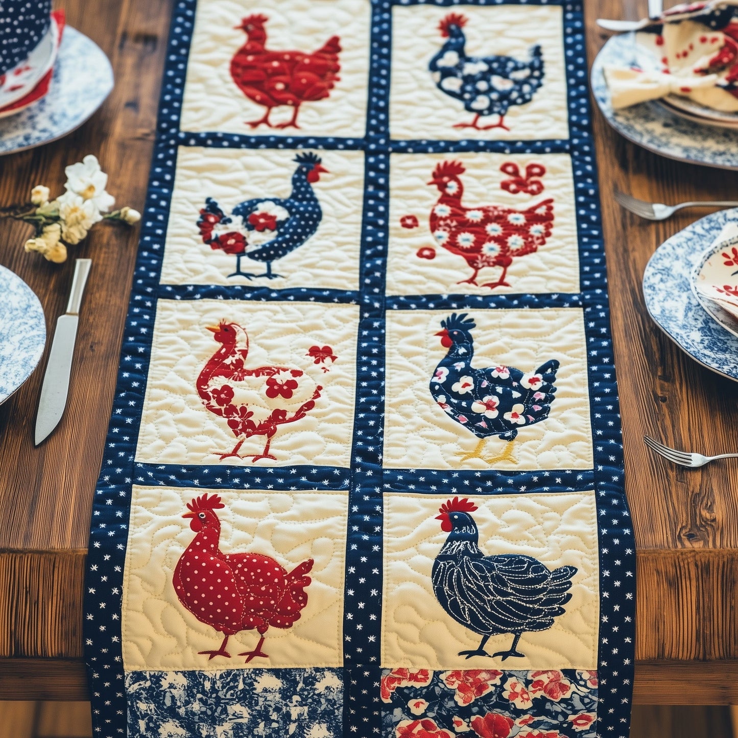 Country Chic Cluckers Quilted Table Runner GFTOHD6228