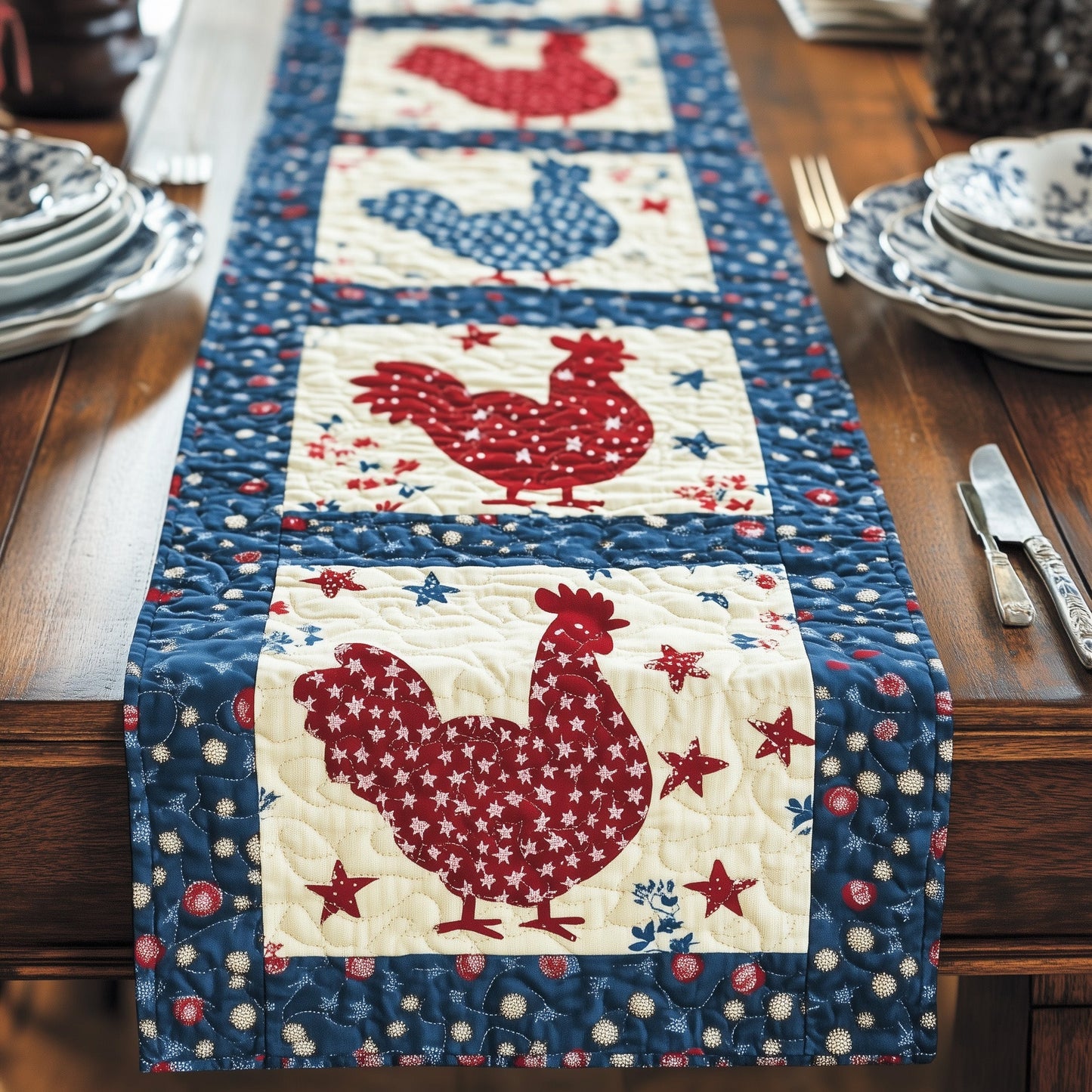 Vintage Feathered Friends Quilted Table Runner GFTOHD6229