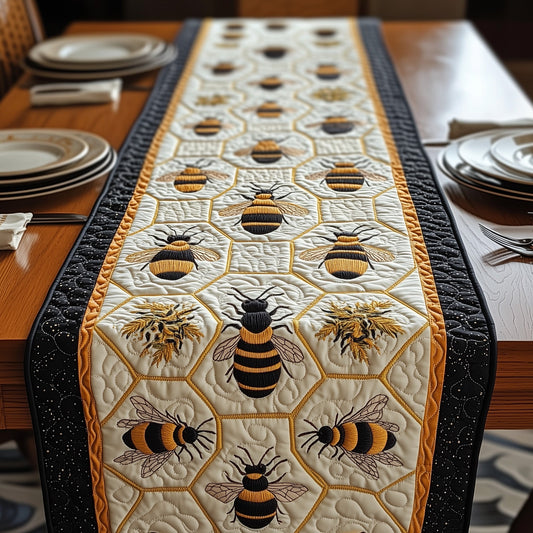Golden Honeycomb Dreams Quilted Table Runner GFTOHD6303