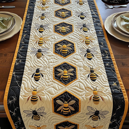 Golden Honeycomb Dreams Quilted Table Runner GFTOHD6304