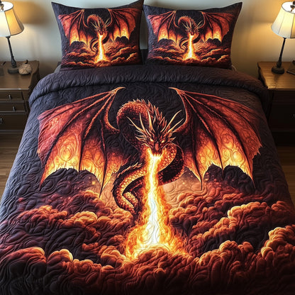 Dragon of the Burning Dawn 3-Piece Quilted Bedding Set GFTOHD6392