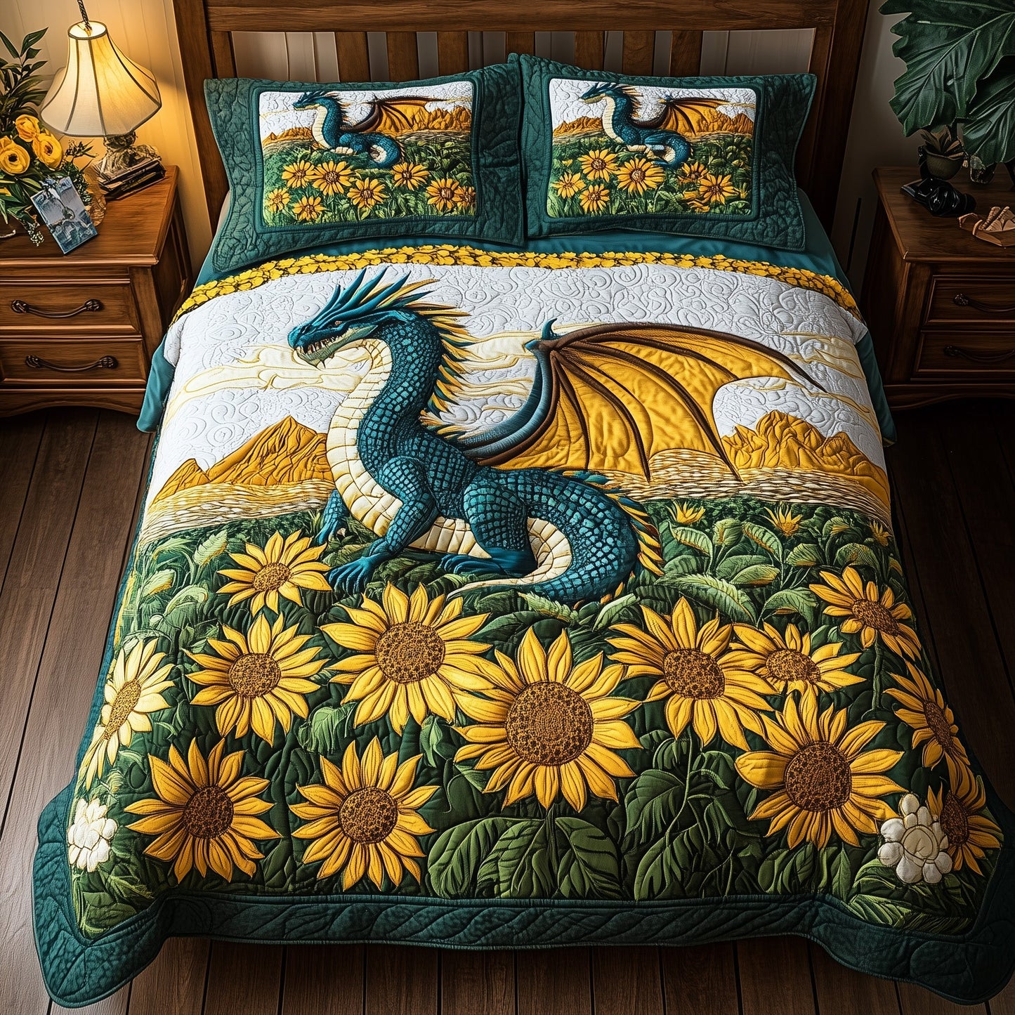 The Sunflower Sentinel 3-Piece Quilted Bedding Set GFTOHD6393