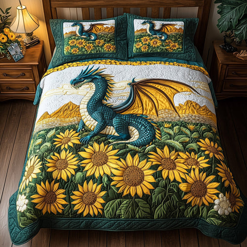 The Sunflower Sentinel 3-Piece Quilted Bedding Set GFTOHD6393