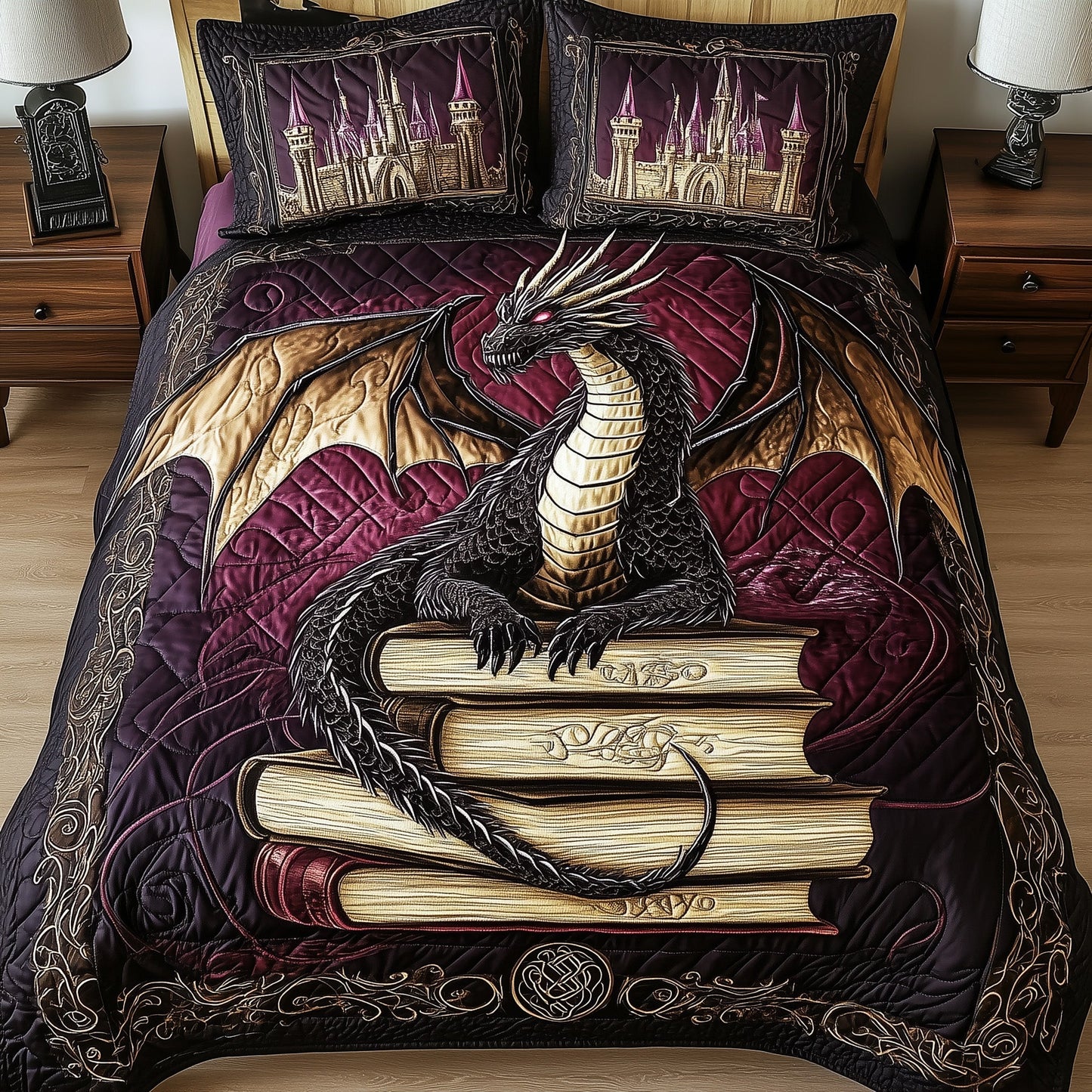 Majestic Dragon 3-Piece Quilted Bedding Set GFTOHD6399