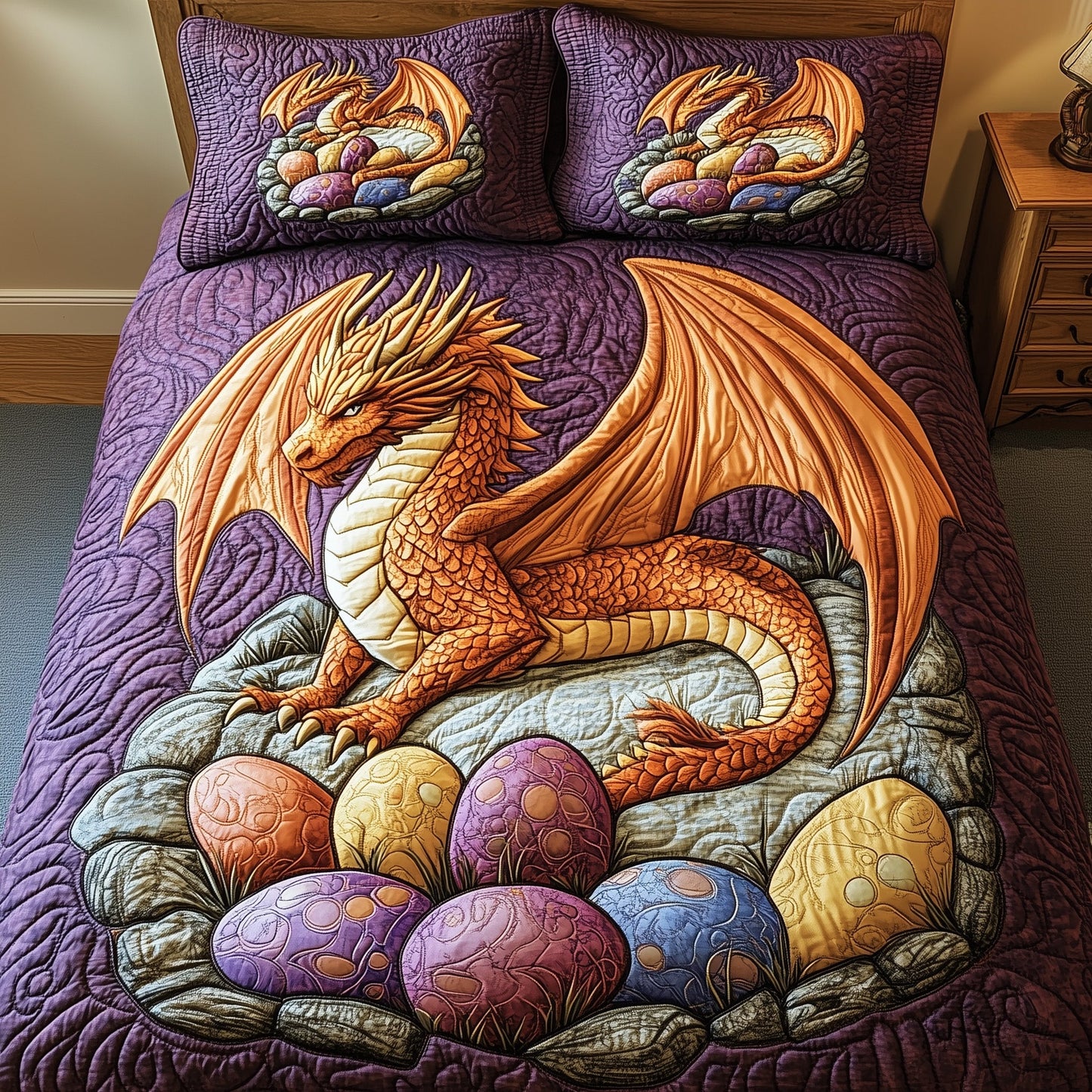 Majestic Dragon 3-Piece Quilted Bedding Set GFTOHD6401