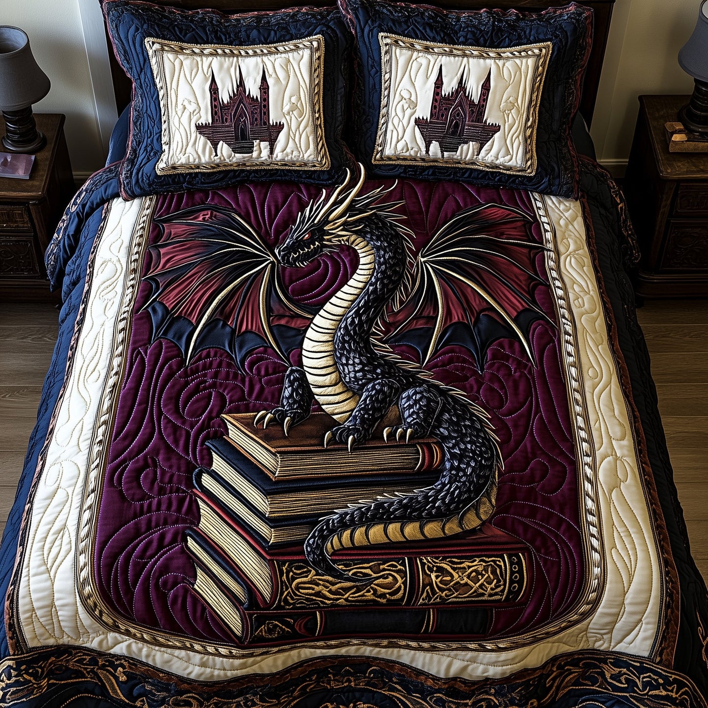 Majestic Dragon 3-Piece Quilted Bedding Set GFTOHD6403