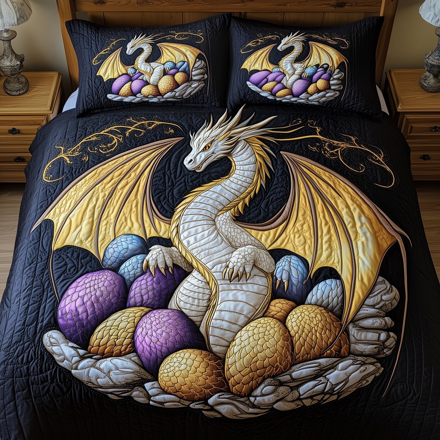 Majestic Dragon 3-Piece Quilted Bedding Set GFTOHD6406